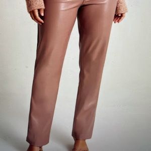 Stunning! Abercrombie Pink-Brown curve love vegan leather pants. NWT